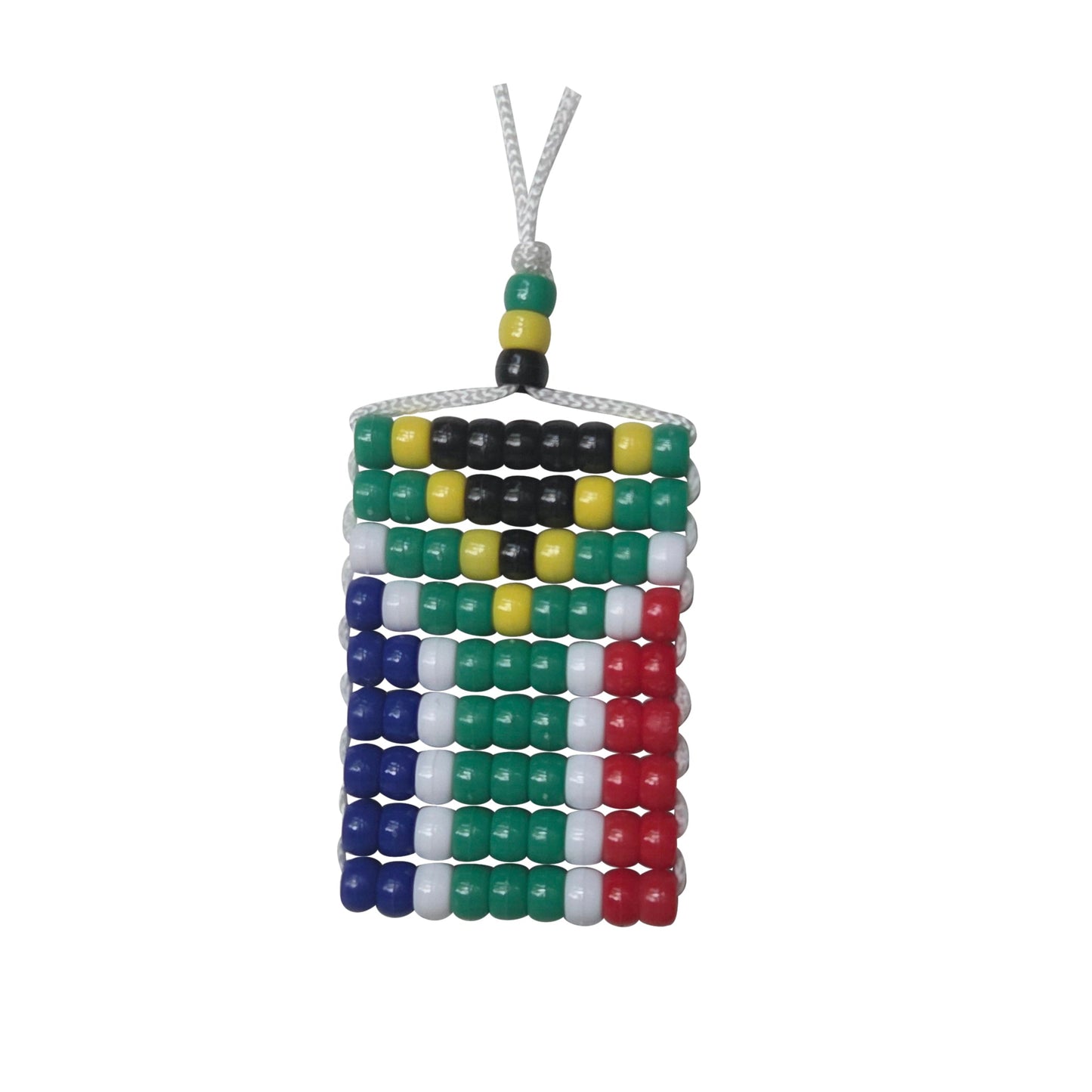 South Africa Flag Car Danglers. Mini Beaded Flag 2.5" x 3". Adjustable.