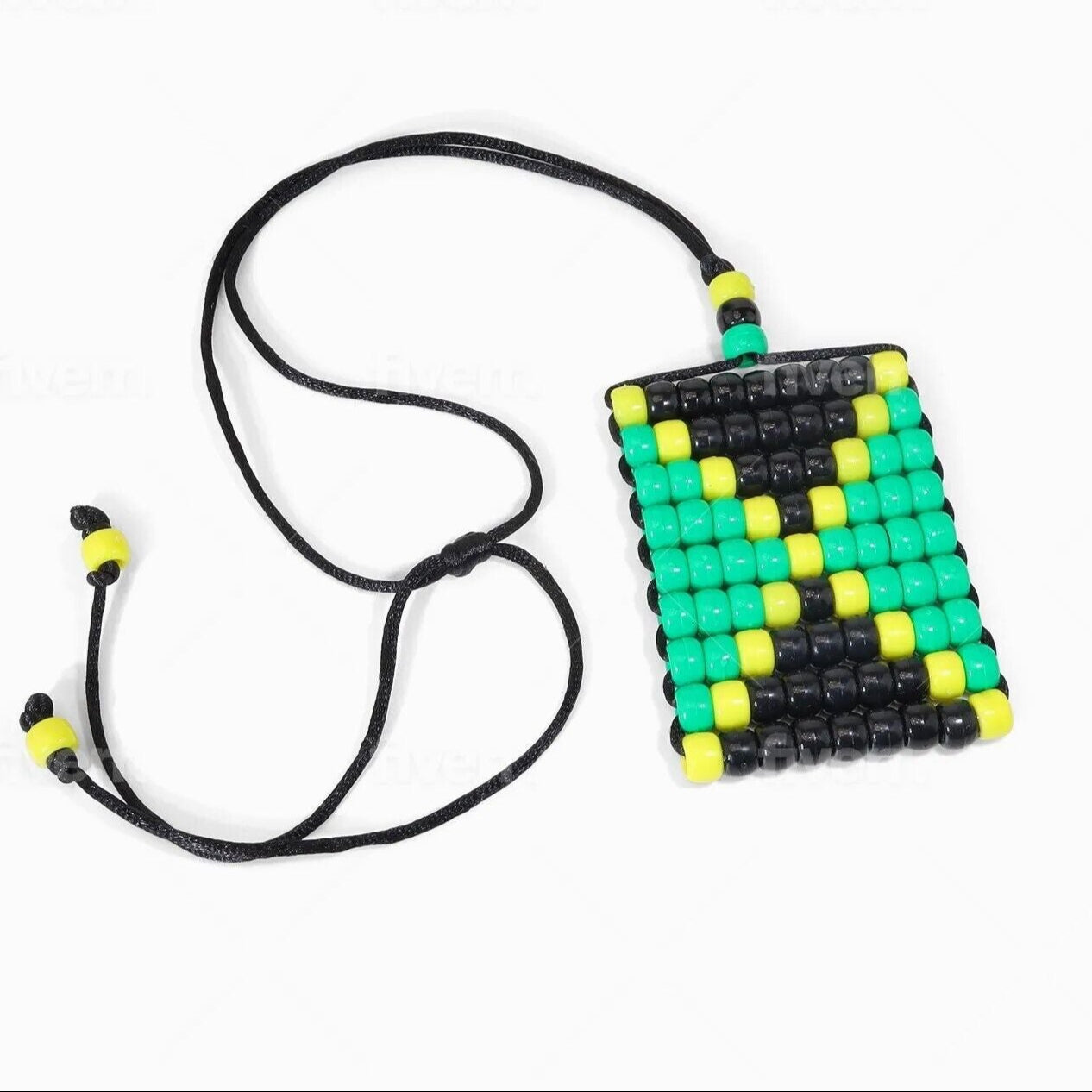 Jamaican Flag. Reggae Girls Beaded Flag 2.5" x 3". Adjustable