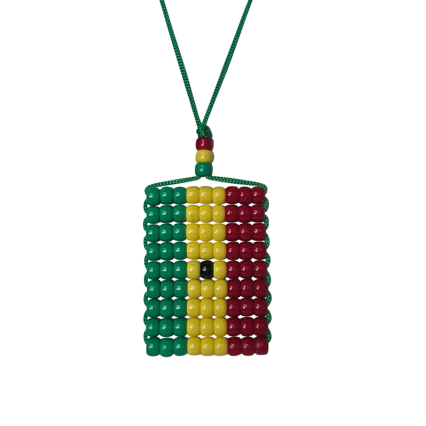 Ghana Flag Car Danglers. Mini Beaded Flag 2.5" x 3". Adjustable.