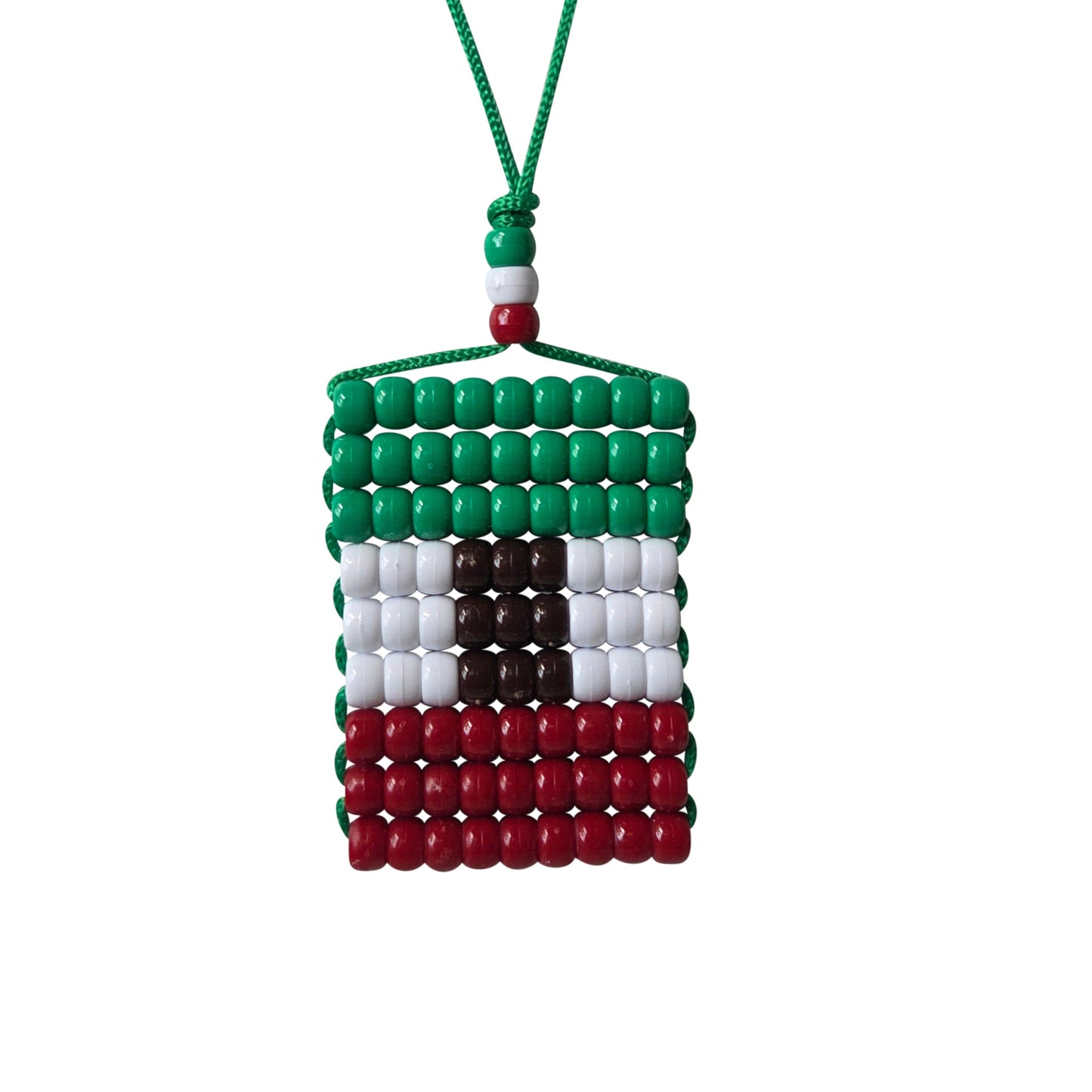 Mexico Flag Car Danglers. Mini Beaded Flag 2.5" x 3". Adjustable.