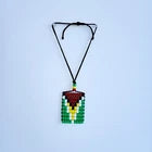 Guyana Flag Car Danglers. Mini Beaded Flag 2.5" x 3". Adjustable.