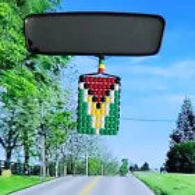 Guyana Flag Car Danglers. Mini Beaded Flag 2.5" x 3". Adjustable.