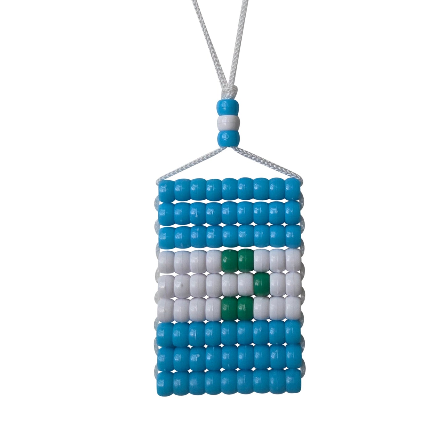 Guatemala Flag Car Danglers. Mini Beaded Flag 2.5" x 3". Adjustable.