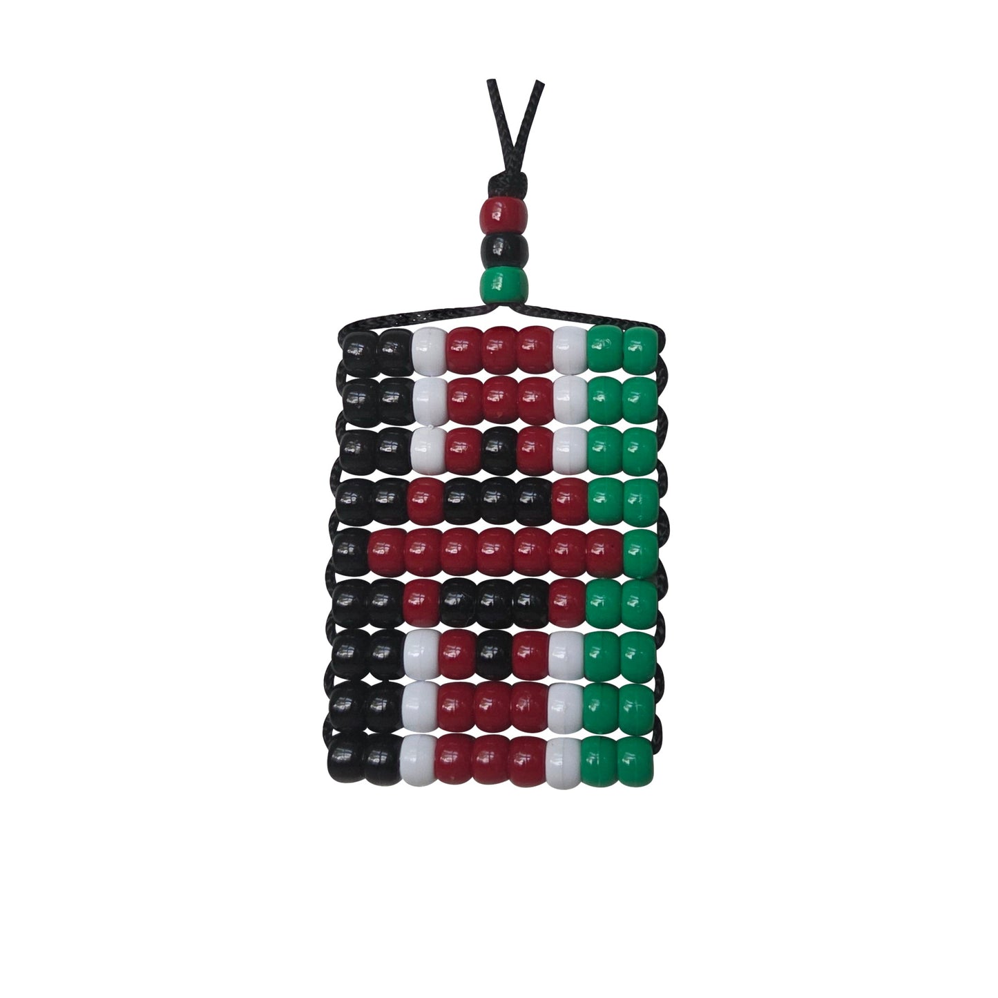 Kenya Flag Car Danglers. Mini Beaded Flag 2.5" x 3". Adjustable.