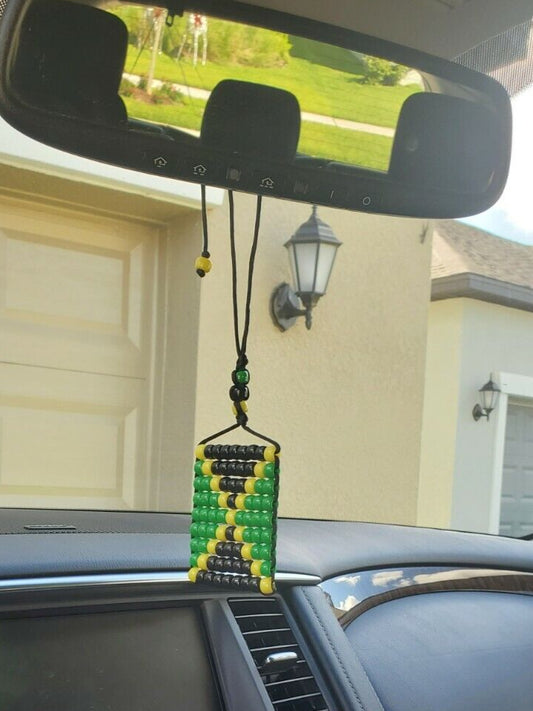 Jamaican Flag. Reggae Girls Beaded Flag 2.5" x 3". Adjustable