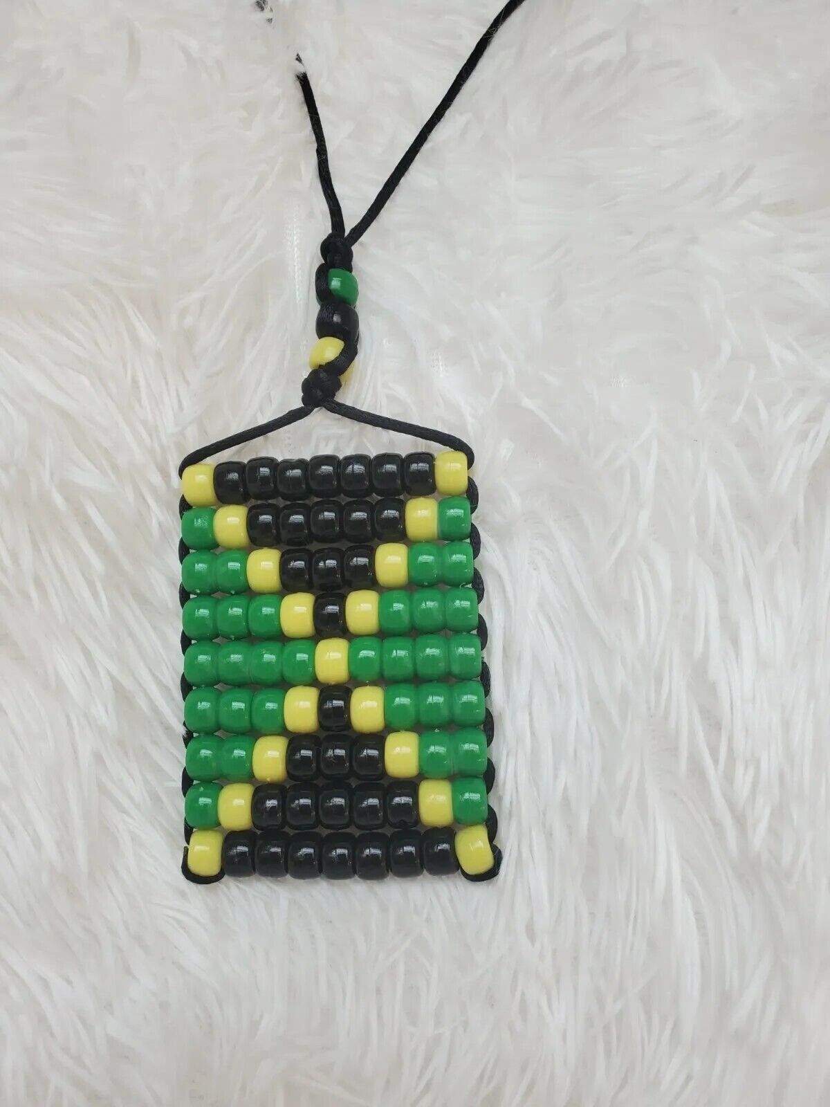 Jamaican Flag. Reggae Girls Beaded Flag 2.5" x 3". Adjustable