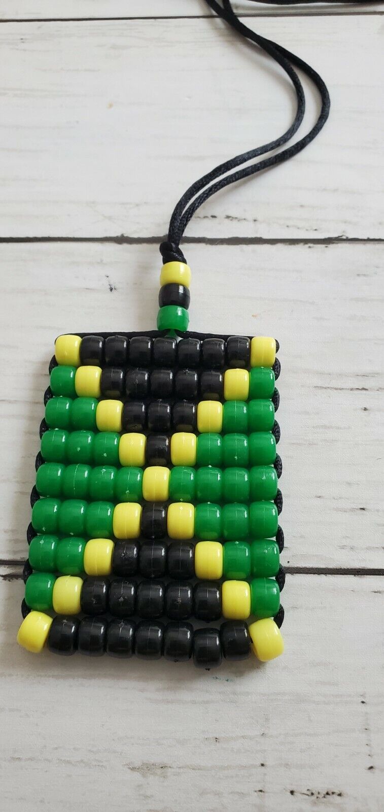 Jamaican Flag. Reggae Girls Beaded Flag 2.5" x 3". Adjustable