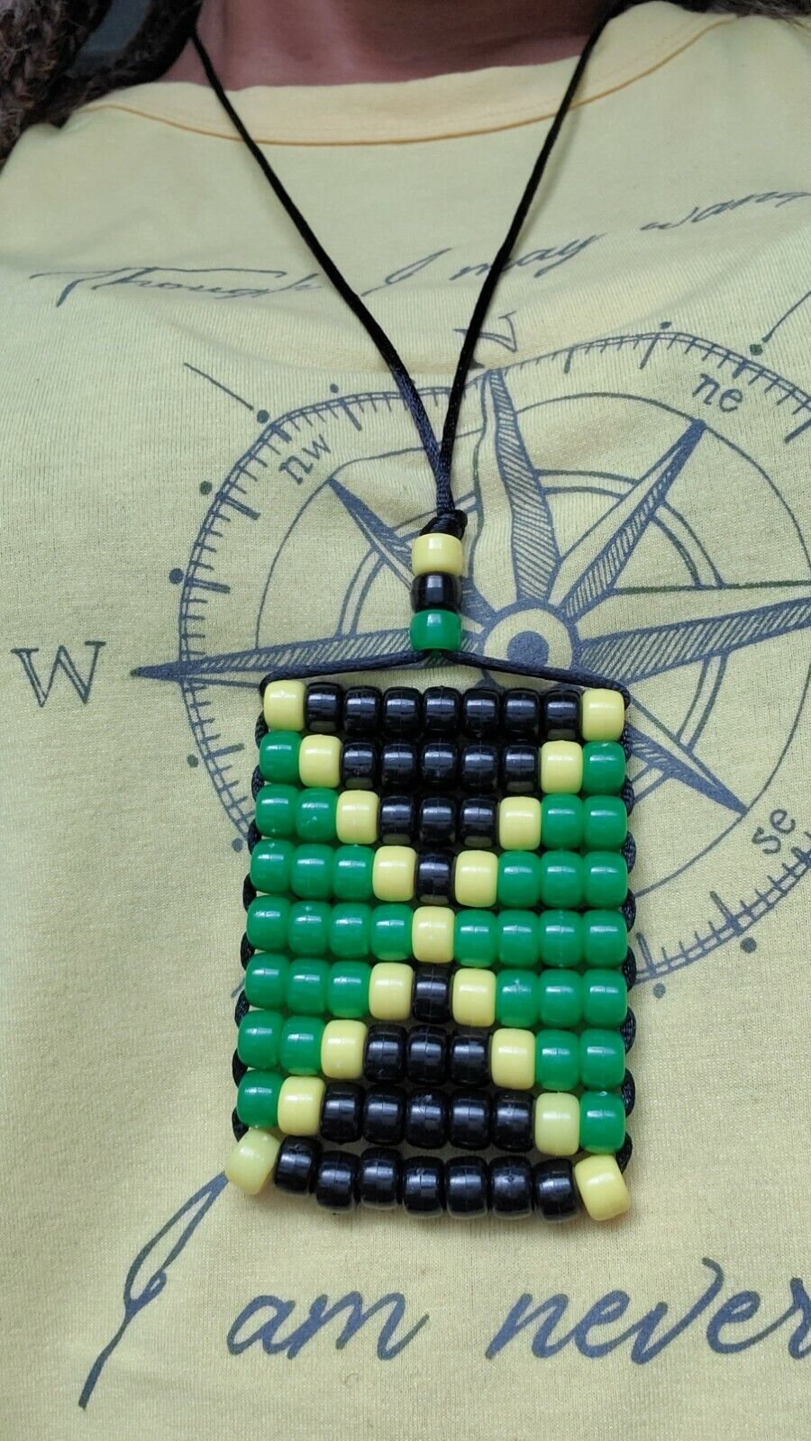 Jamaican Flag. Reggae Girls Beaded Flag 2.5" x 3". Adjustable