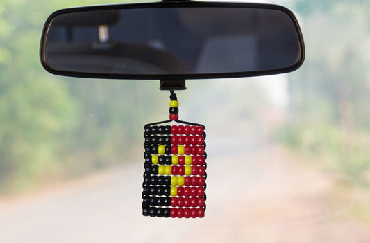Angola Flag Car Danglers. Mini Beaded Flag 2.5" x 3". Adjustable.