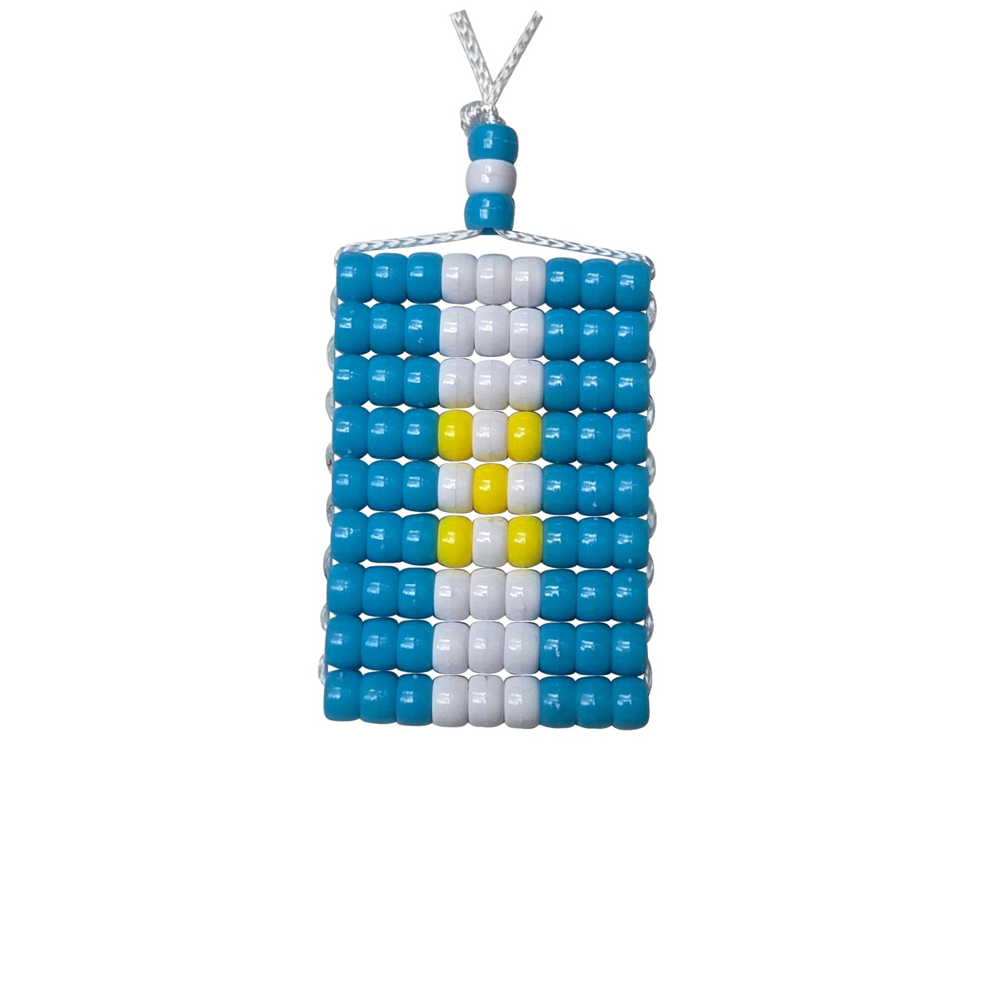 Argentina Flag Car Danglers. Mini Beaded Flag 2.5" x 3". Adjustable.