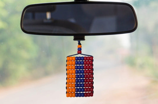 Armenia Flag Car Danglers. Mini Beaded Flag 2.5" x 3". Adjustable.