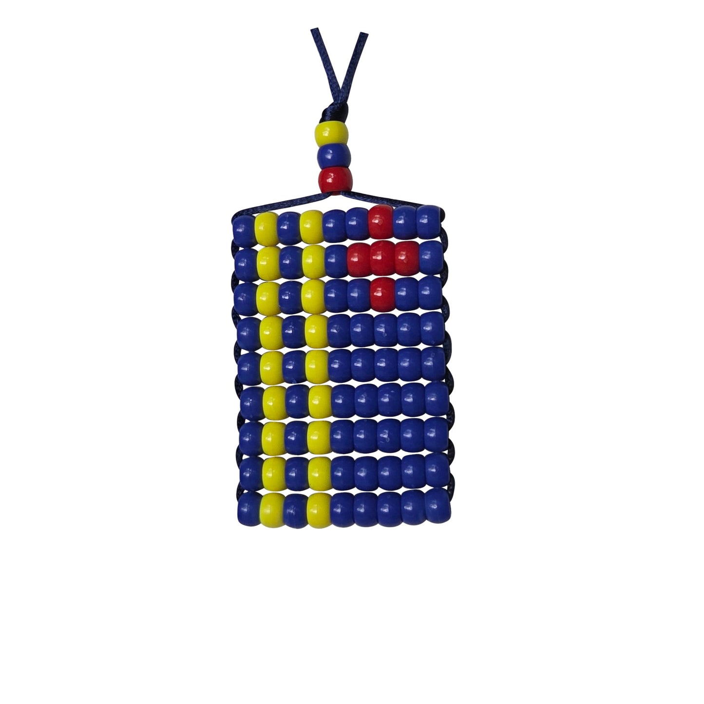 Aruba Flag Car Danglers. Mini Beaded Flag 2.5" x 3". Adjustable.