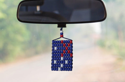 Australia Flag Car Danglers. Mini Beaded Flag 2.5" x 3". Adjustable.