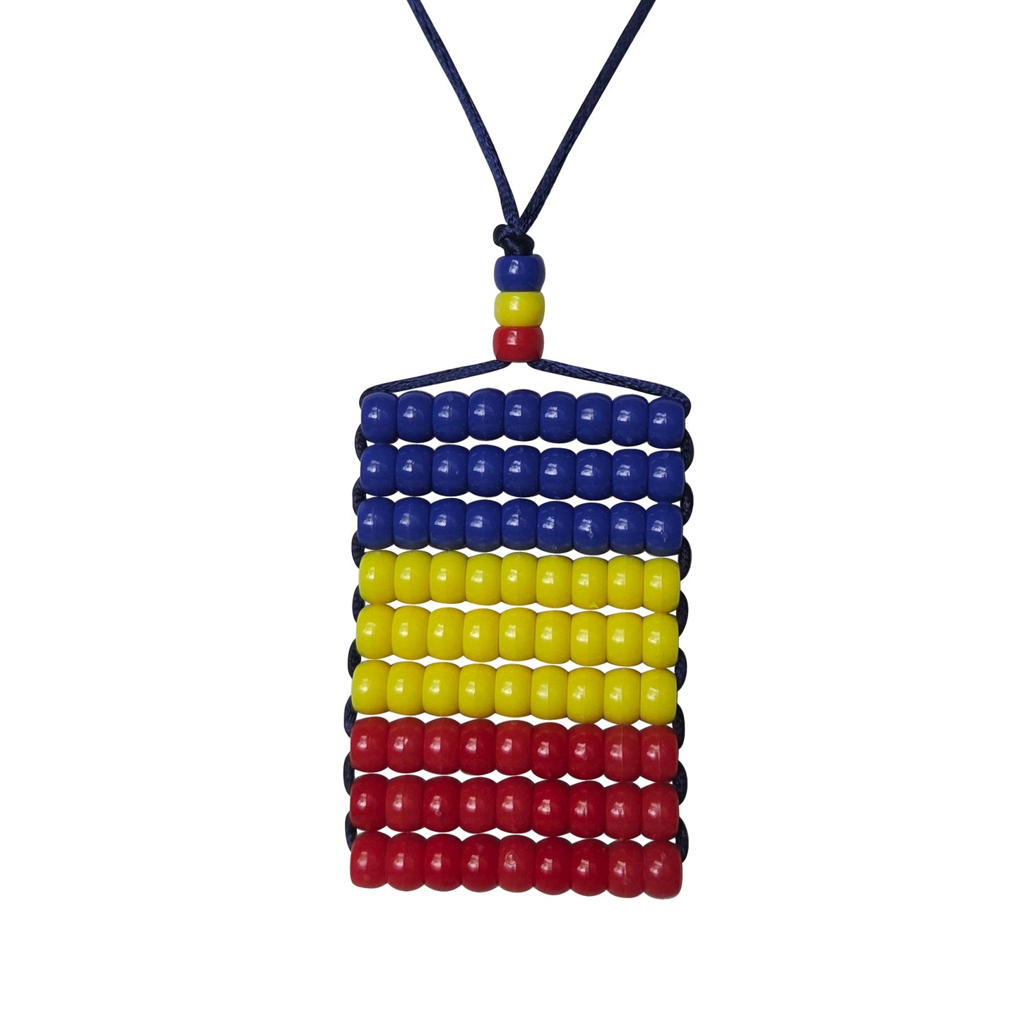 Chad Flag Car Danglers. Mini Beaded Flag 2.5" x 3". Adjustable.