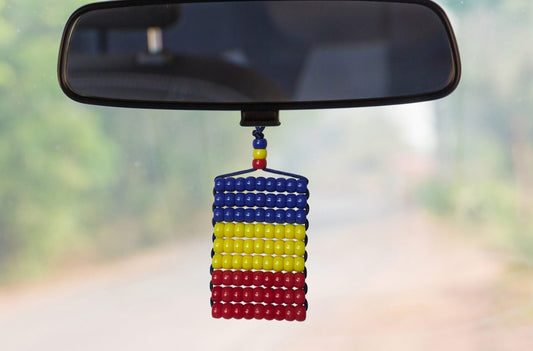 Chad Flag Car Danglers. Mini Beaded Flag 2.5" x 3". Adjustable.