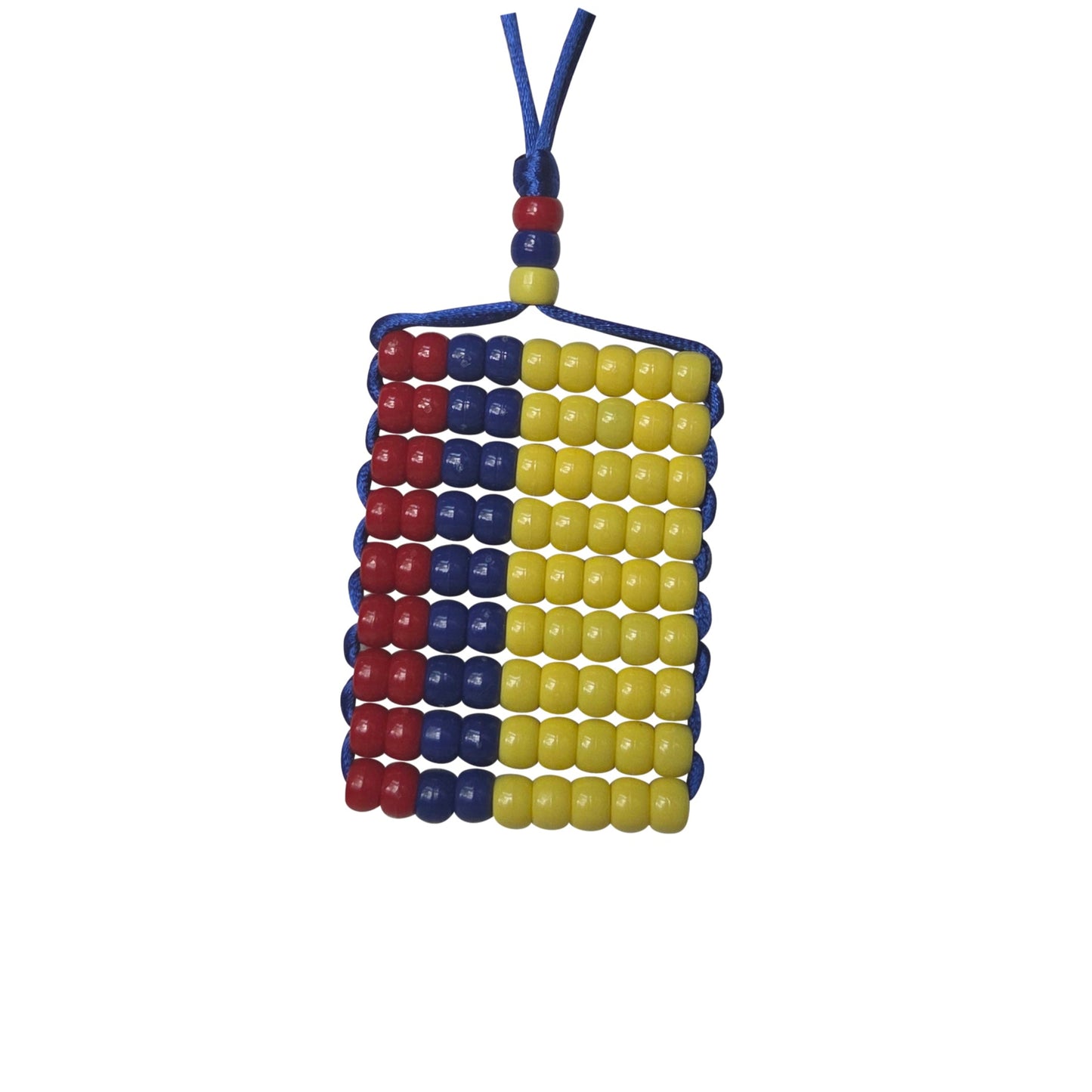 Colombia Flag Car Danglers. Mini Beaded Flag 2.5" x 3". Adjustable.
