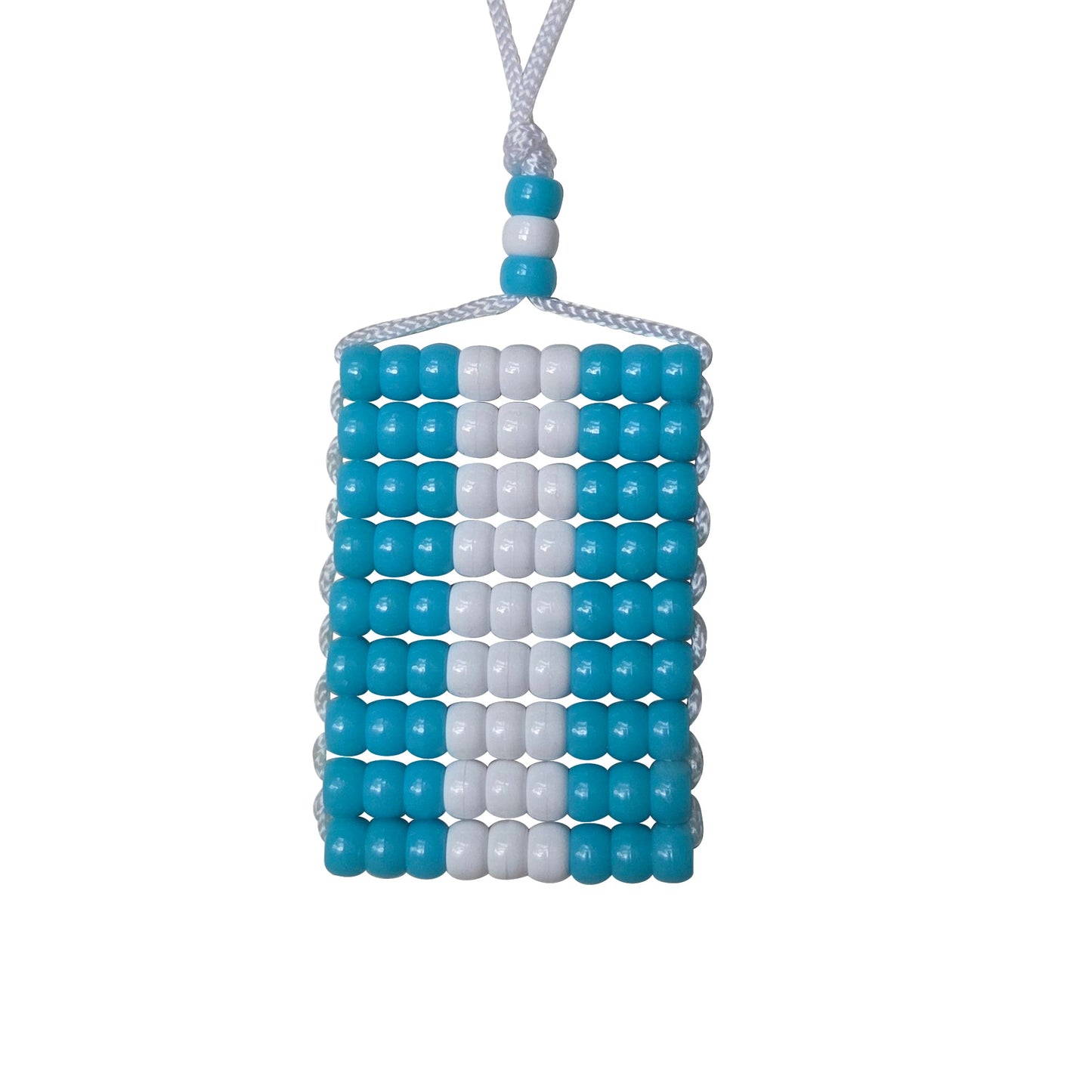 El Salvador Flag Car Danglers. Mini Beaded Flag 2.5" x 3". Adjustable.