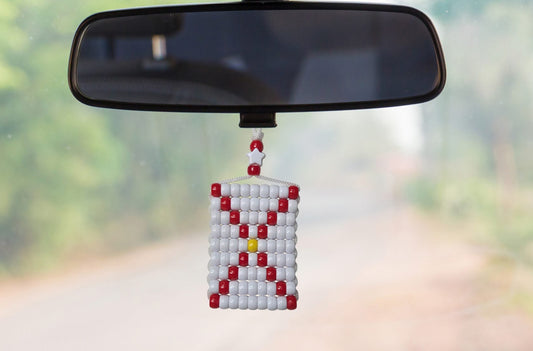 Florida State Flag Car Danglers. Mini Beaded Flag 2.5" x 3". Adjustable.