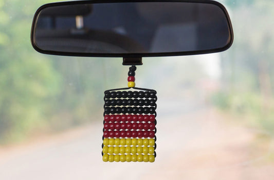 Germany Flag Car Danglers. Type A. Mini Beaded Flag 2.5" x 3". Adjustable.