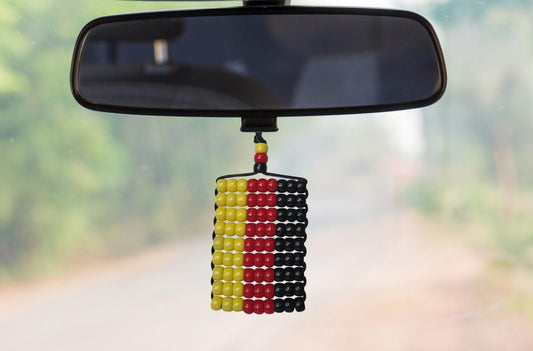Germany Flag Car Danglers. Mini Beaded Flag 2.5" x 3". Adjustable.