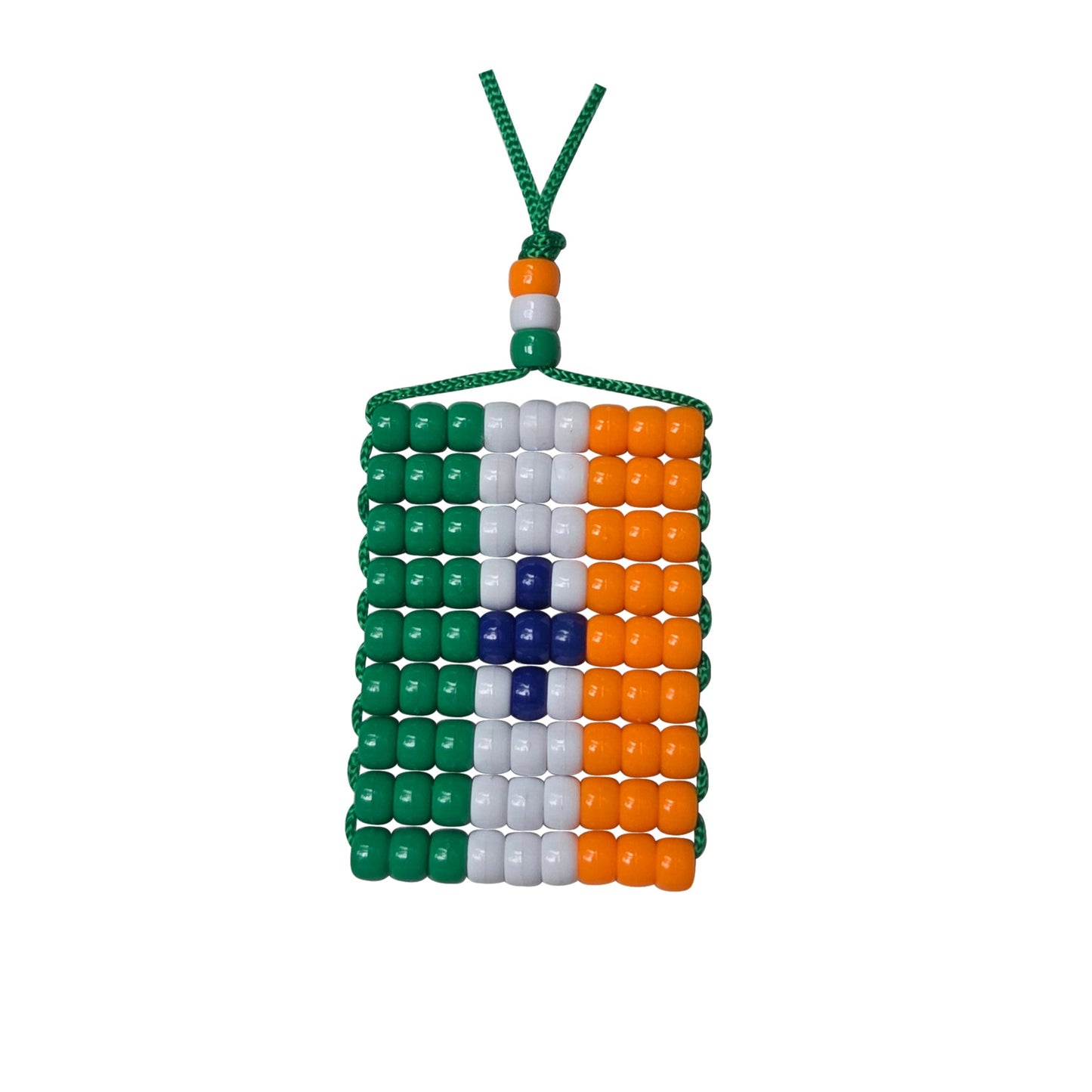 India Flag Car Danglers. Mini Beaded Flag 2.5" x 3". Adjustable.