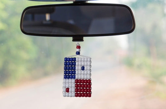 Panama Flag Car Danglers. Mini Beaded Flag 2.5" x 3". Adjustable.