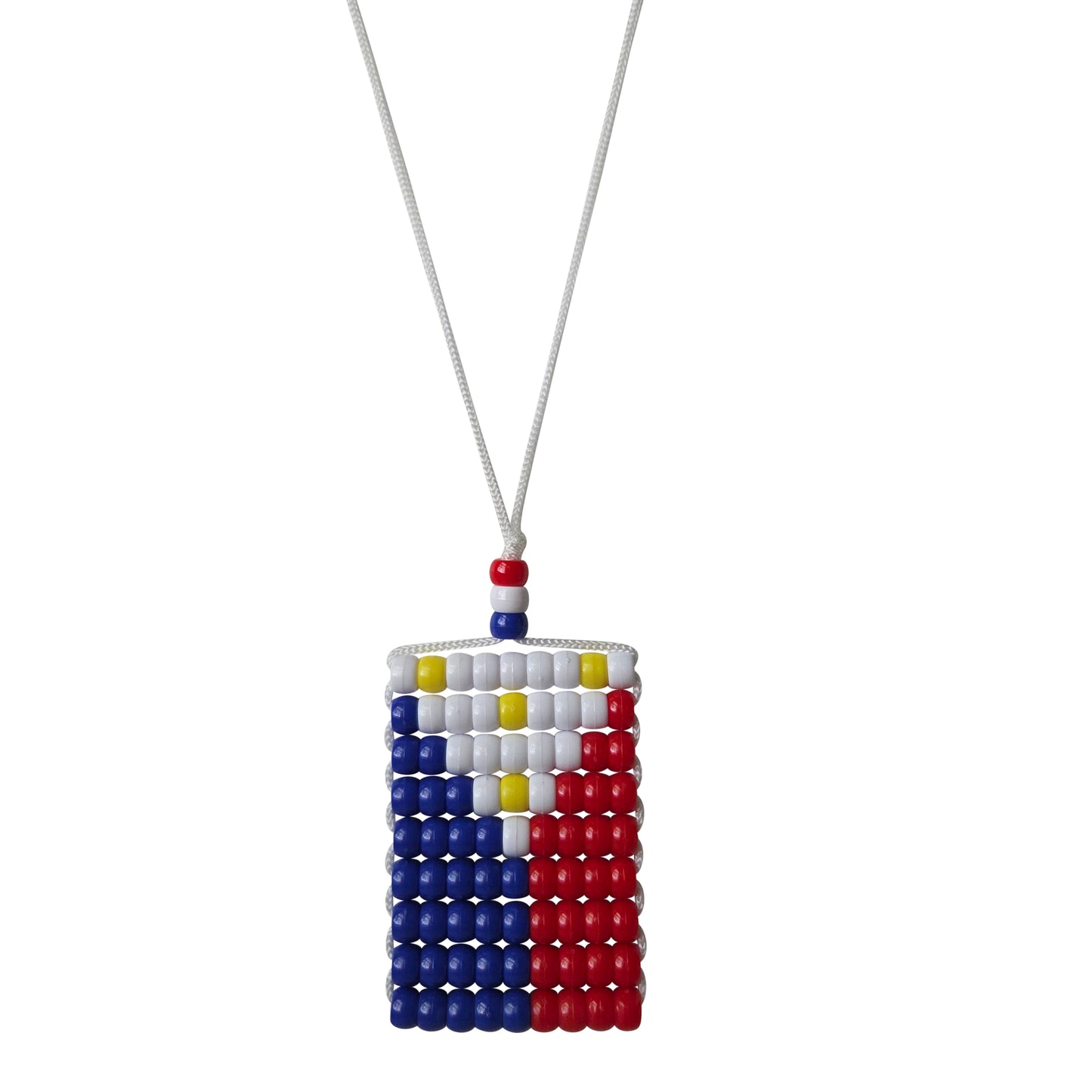 Philippines Flag Car Mirror Danglers/Necklace. Mini Beaded Flag 2.5" x 3".