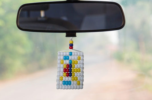 U.S Virgin Islands Flag Car Danglers. Mini Beaded Flag 2.5" x 3". Adjustable.
