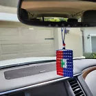 Haiti Flag Car Danglers. Mini Beaded Flag 2.5" x 3". Adjustable.