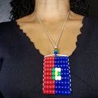 Haiti Flag Car Danglers. Mini Beaded Flag 2.5" x 3". Adjustable.