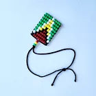 Guyana Flag Car Danglers. Mini Beaded Flag 2.5" x 3". Adjustable.