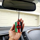 Kenya Flag Car Danglers. Mini Beaded Flag 2.5" x 3". Adjustable.